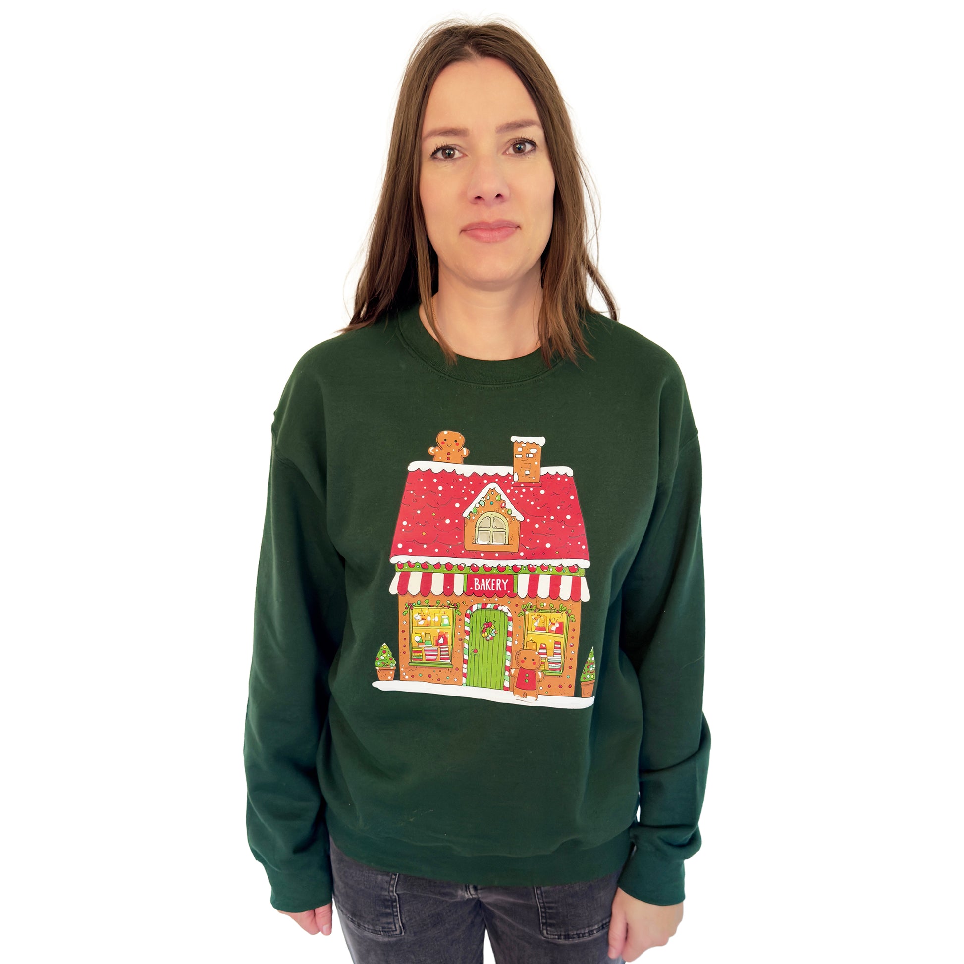 Gingerbread Bakery Sweatshirt - Forest Green